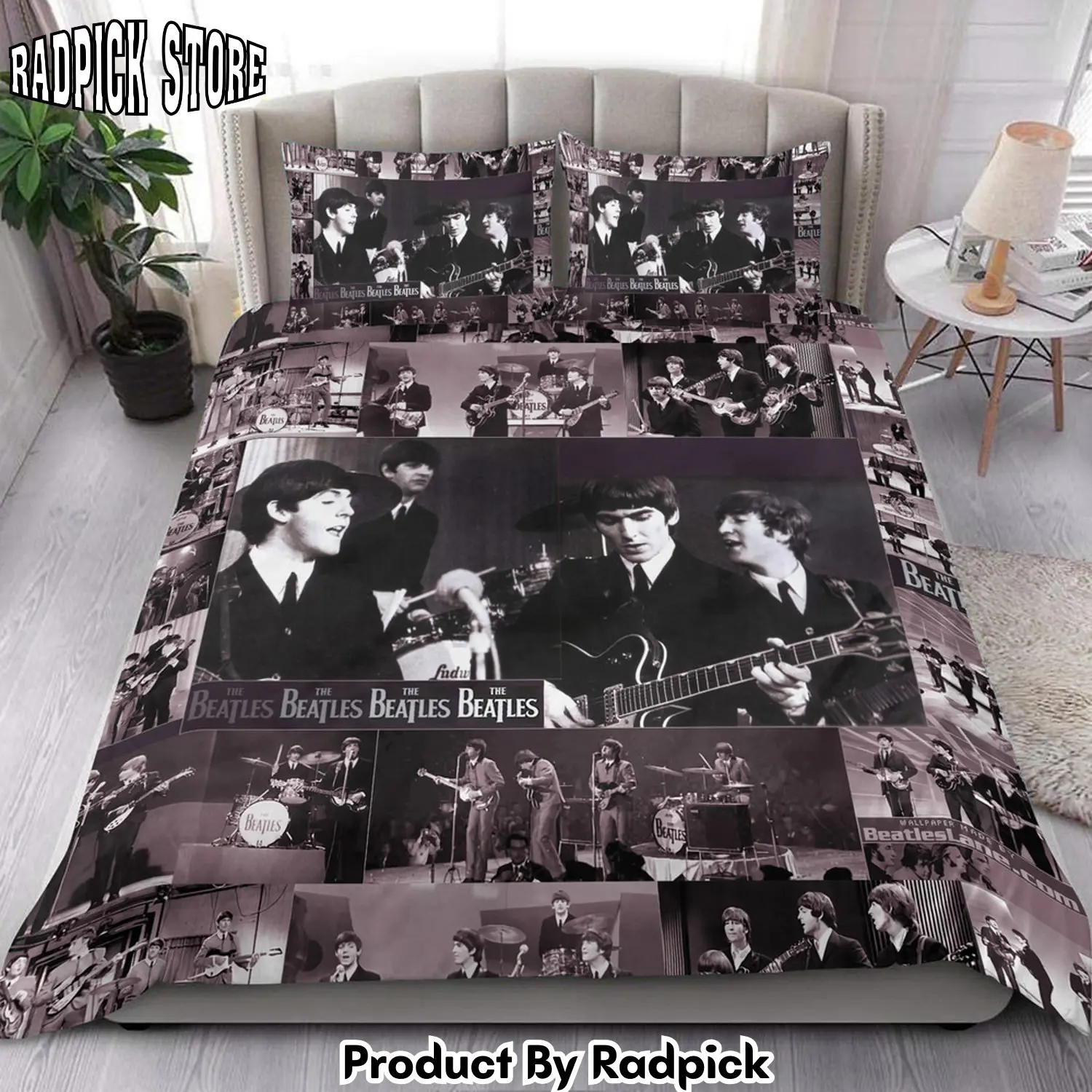 Radpick the beatles vintage all over printed bedding set q160202 rp3271377